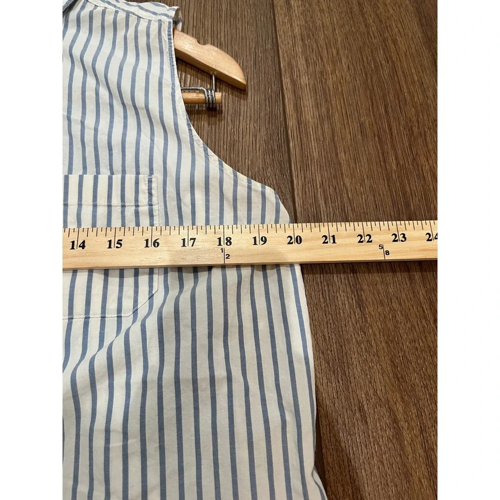 Levis Womens Blue White Striped Sleeveless Button Down Shirt Large